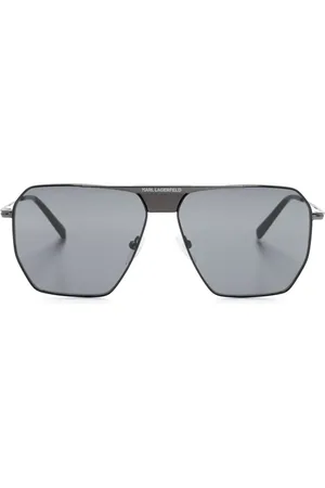 Karl Lagerfeld Lentes de sol con armazón estilo piloto y logo estampado
