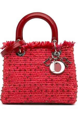 Dior Bolsa satchel Lady Dior mediana de tweed con flecos 2012