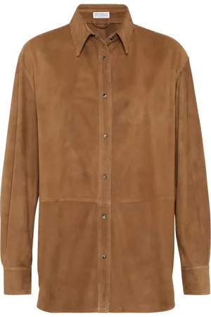 Brunello Cucinelli Camisa de piel con botones