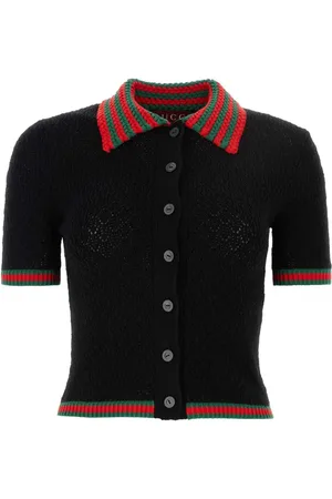Gucci Cárdigan tejido de crochet con ribete Web