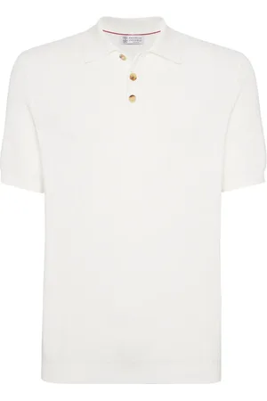 Brunello Cucinelli Playera tipo polo tejida de canalé