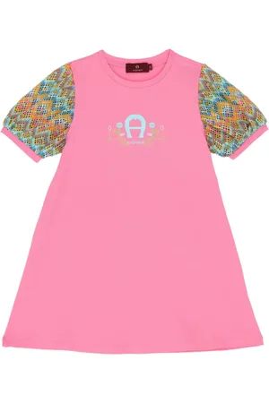 Aigner Vestido estilo playera con paneles gráficos