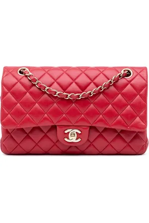 CHANEL Bolsa de hombro Classic mediana de piel de cordero con doble solapa 2016-2017