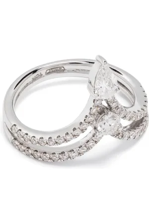 Shay Anillo Mixed Stacked Deco Link en oro blanco de 18kt con diamantes