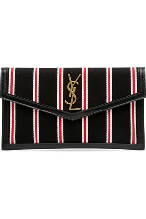 Saint Laurent Bolsa de mano Canvas Striped Uptown Pouch 2021