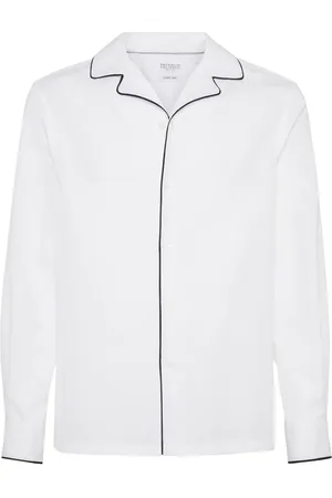 Brunello Cucinelli Camisa con ribete en contraste