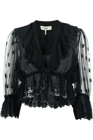 Chloé Blusa traslúcida con detalle de volantes