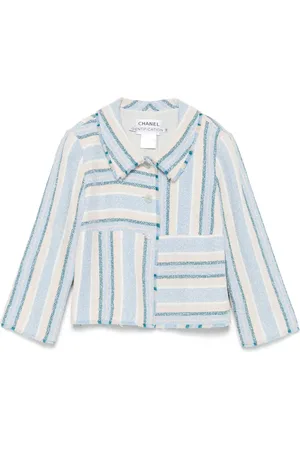 CHANEL Chamarra con motivo de rayas 2000