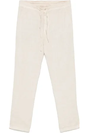120% Lino Pantalones con cordones en la pretina