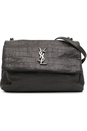 Saint Laurent Bolsa crossbody West Hollywood mediana de piel de becerro con efecto de piel de cocodrilo en relieve con monograma 2017