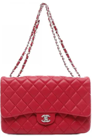 CHANEL Bolsa de hombro Jumbo capitonada de piel de cordero 3 Accordion Flap 2014