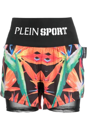 Philipp Plein Shorts deportivos con doble capa y estampado floral