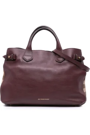 Burberry Bolsa satchel Banner mediana de piel con House Check 2000-2017
