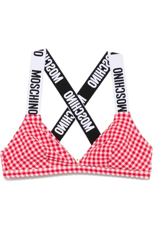 Moschino Top de bikini con motivo de cuadros gingham