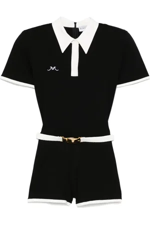 Rowen Rose Jumpsuit corto con logo bordado y satén