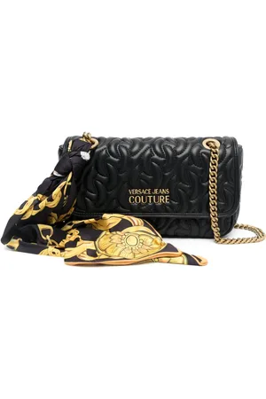 VERSACE Bolsa crossbody capitonada con placa del logo