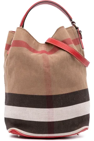 Burberry Bolsa satchel Ashby Bucket Bag mediana en lona con Mega Check 2000-2017