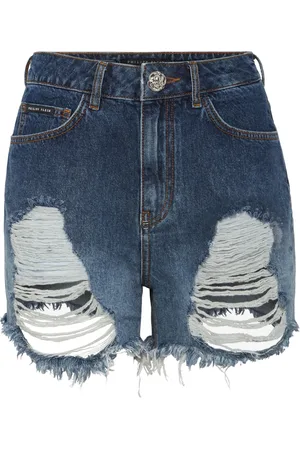 Philipp Plein Shorts de mezclilla con efecto envejecido