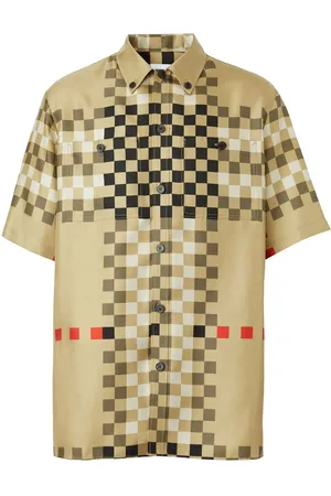 Burberry Camisa de seda con motivo Pixel Check