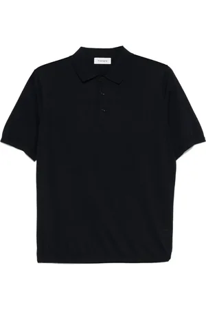 KANGRA CASHMERE Playera tipo polo de tejido canalé fino