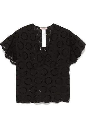 Twin-Set Blusa manga corta con bordado inglés