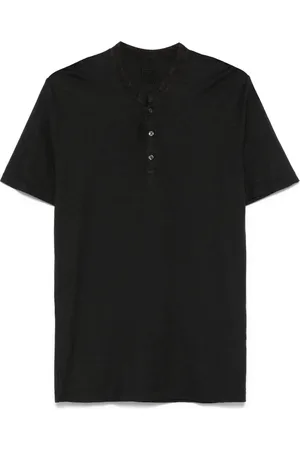 120% Lino Playera Henley con logo bordado