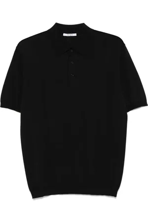 KANGRA CASHMERE Playera tipo polo de tejido canalé fino