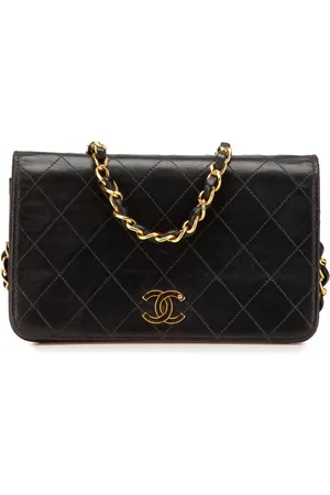CHANEL Bolsa crossbody CC capitonada de piel de cordero Full Flap 1997-1999