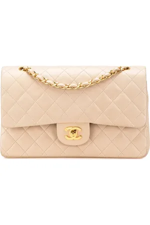 CHANEL Bolsa de hombro Classic Double Flap mediana de piel de cordero 1991-1994