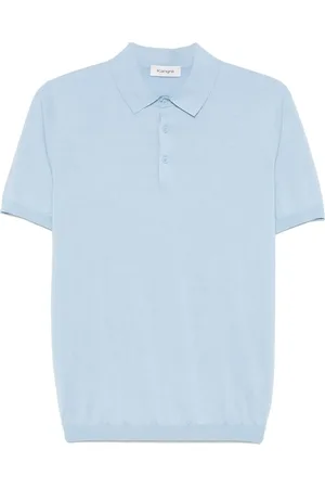 KANGRA CASHMERE Playera tipo polo de tejido canalé fino