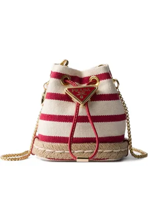 Prada Bolsa mini de lona con motivo de rayas
