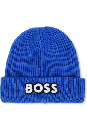 HUGO BOSS Gorro tejido de canalé con parche del logo