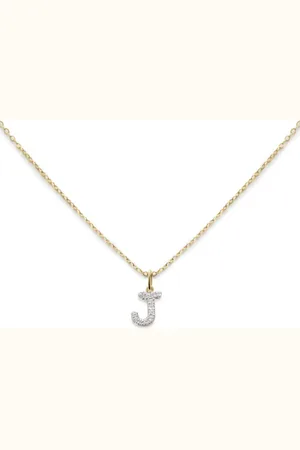 Monica Vinader Collar J en oro amarillo de 14kt con diamantes