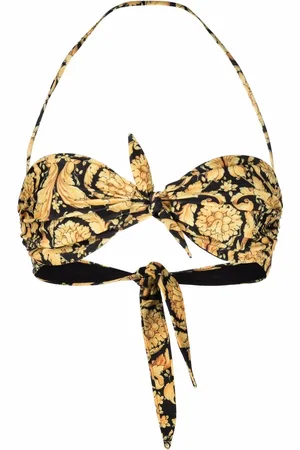 VERSACE Top de bikini tipo bandeau con estampado Barocco