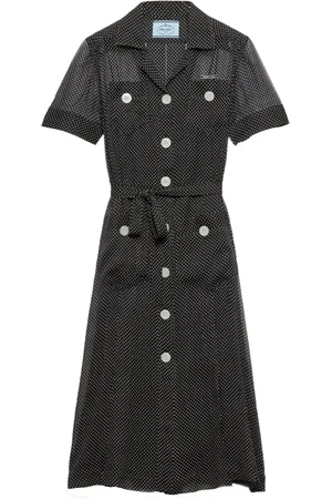 Prada Vestido camisero con estampado de lunares