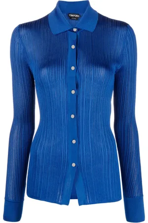 Tom Ford Cárdigan tejido de canalé con cuello de playera tipo polo