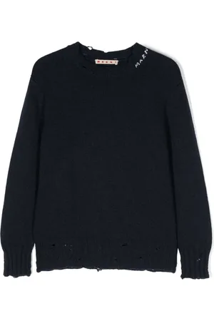 Marni Suéter con logo bordado y efecto envejecido
