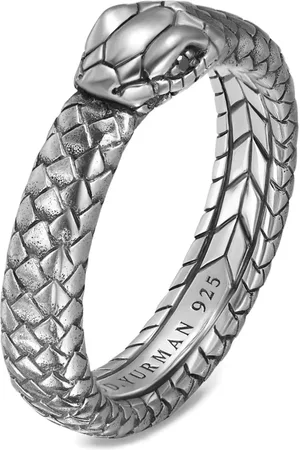 David Yurman Anillo Ouroboros en plata de ley con diamante de 6mm