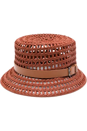 Max Mara Gorro de crochet con detalle de cuero