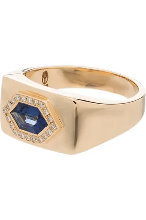 O THONGTHAI Anillo Petra en oro amarillo de 14kt con diamantes y zafiro