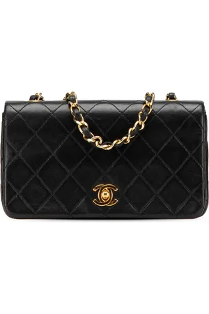 CHANEL Bolsa crossbody Mini CC capitonada de piel de cordero Full Flap 1989-1991