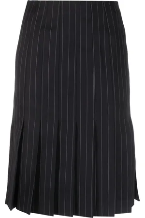 SACAI Falda midi plisada con rayas diplomáticas estampadas