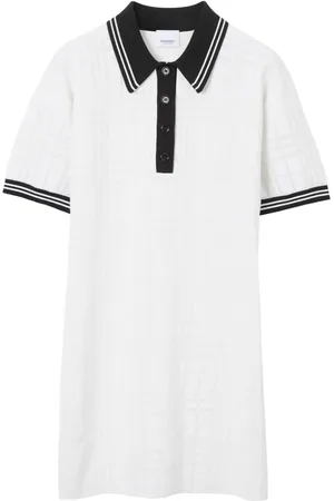 Burberry Vestido estilo playera tipo polo con ribete de rayas