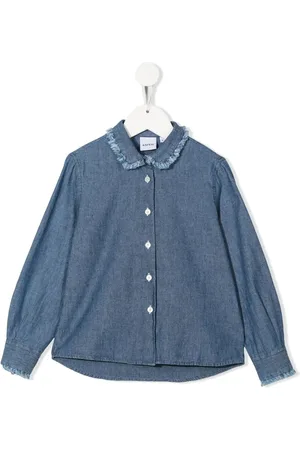 Aspesi Camisa de mezclilla con ribete deshilachado