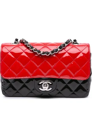 CHANEL Bolsa crossbody Single Flap mini rectangular de charol bicolor 2019