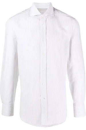Brunello Cucinelli Camisa manga larga con rayas estampadas