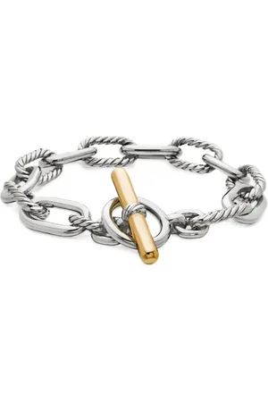 David Yurman Pulsera de cadena DY Madison Toggle en oro amarillo de 18kt y plata de ley de 11mm
