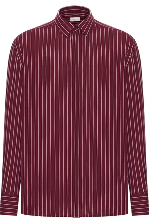 Saint Laurent Vestido camisero a rayas diplomáticas