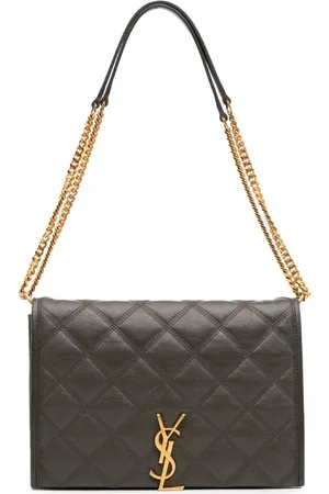 Saint Laurent Bolsa de hombro Becky mini de piel de cordero capitonada con cadena 2020
