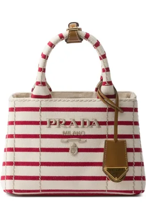Prada Bolsa mini de lona con motivo de rayas